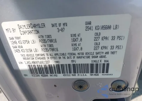 2007 Jeep Liberty Sport from USA, damaged, VIN 1J4GL48K07W661337